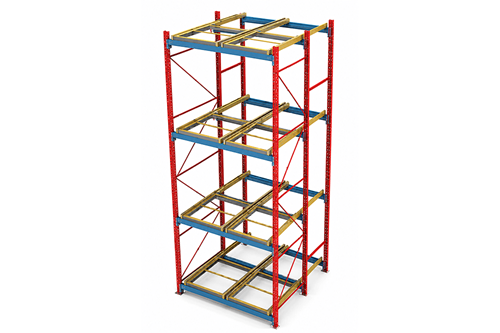 Rendering of Used 2 Deep x 4 High Push Back Racking Systems